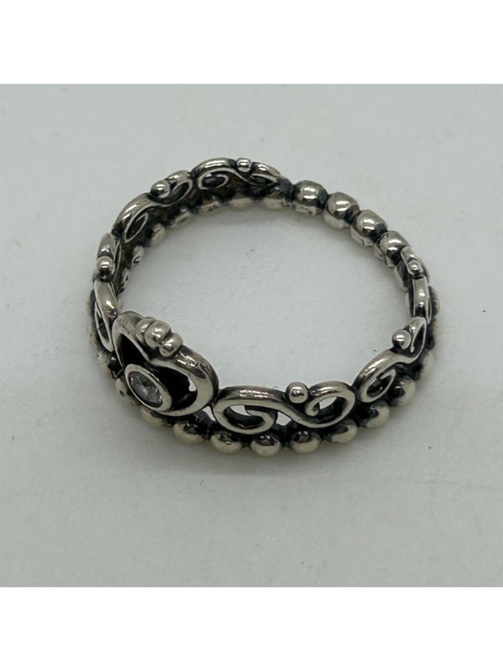 Pandora Sterling Silver My Princess Tiara Crown Heart Ring With Clear CZ Size 6 - Picture 12 of 14